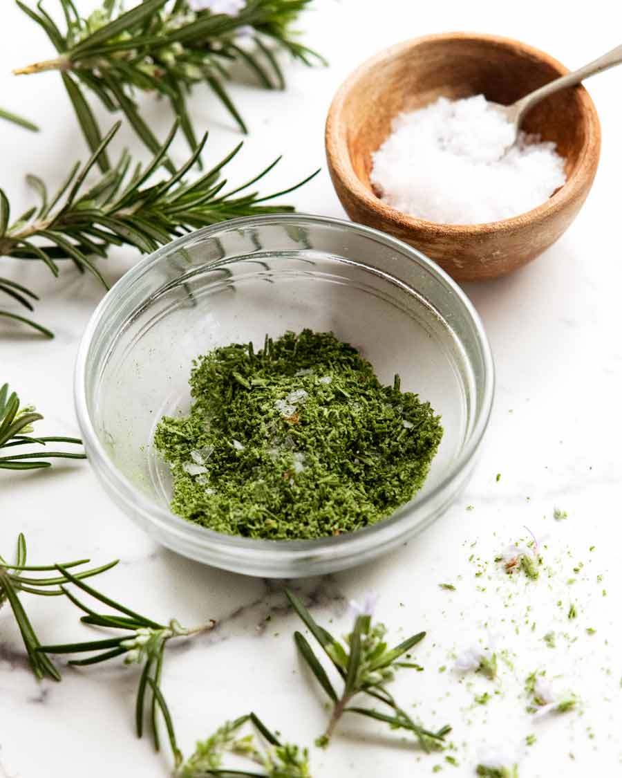 Bowl of rosemary salt