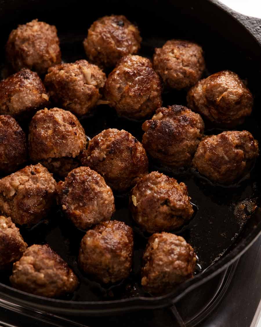 Seared Salisbury steak meatballs