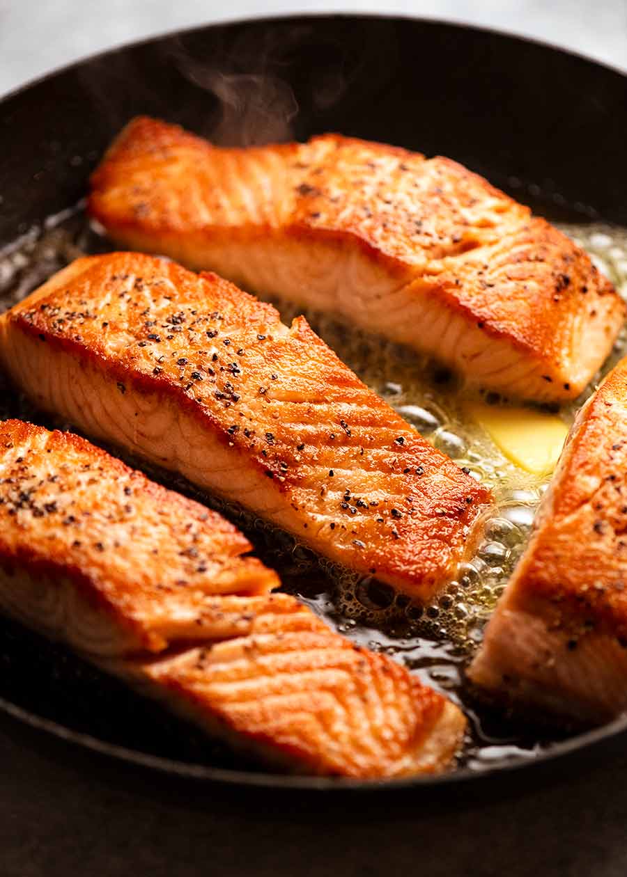 Pan Seared Salmon for Creamy Herb & Garlic Salmon Sauce