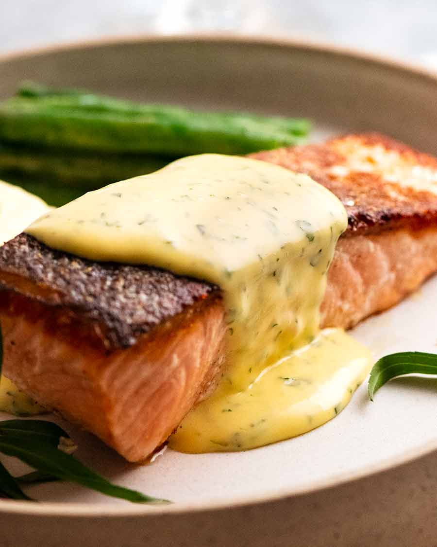 Crispy Skin Salmon served with Bearnaise Sauce