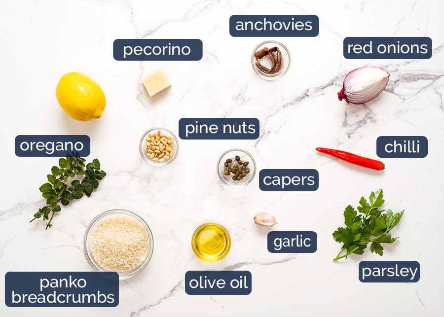 Ingredients in crust for Mediterranean Crusted Sardines