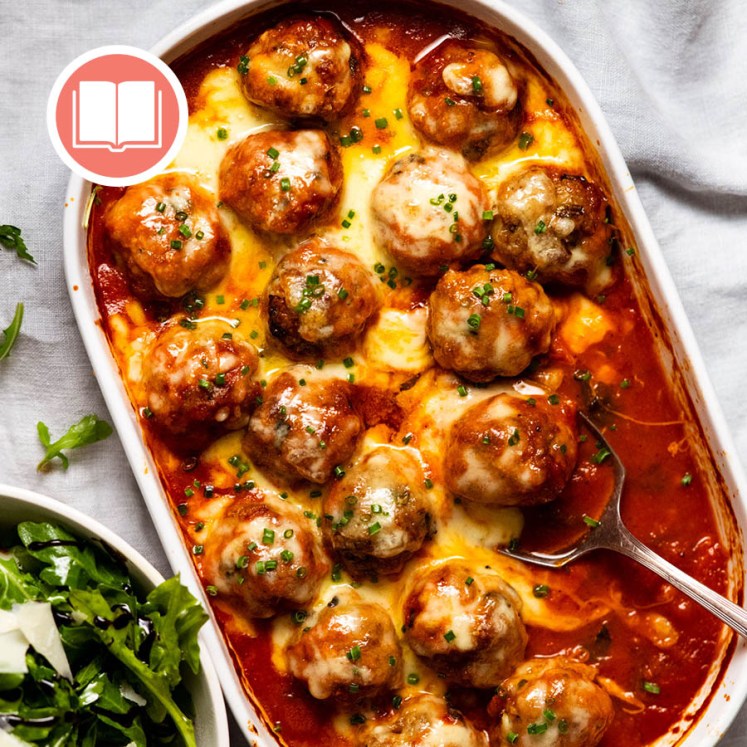 Saucy Baked Pork Meatballs from RecipeTin Eats "Dinner" cookbook by Nagi Maehashi