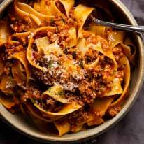 Sausage ragu pasta ready to eat