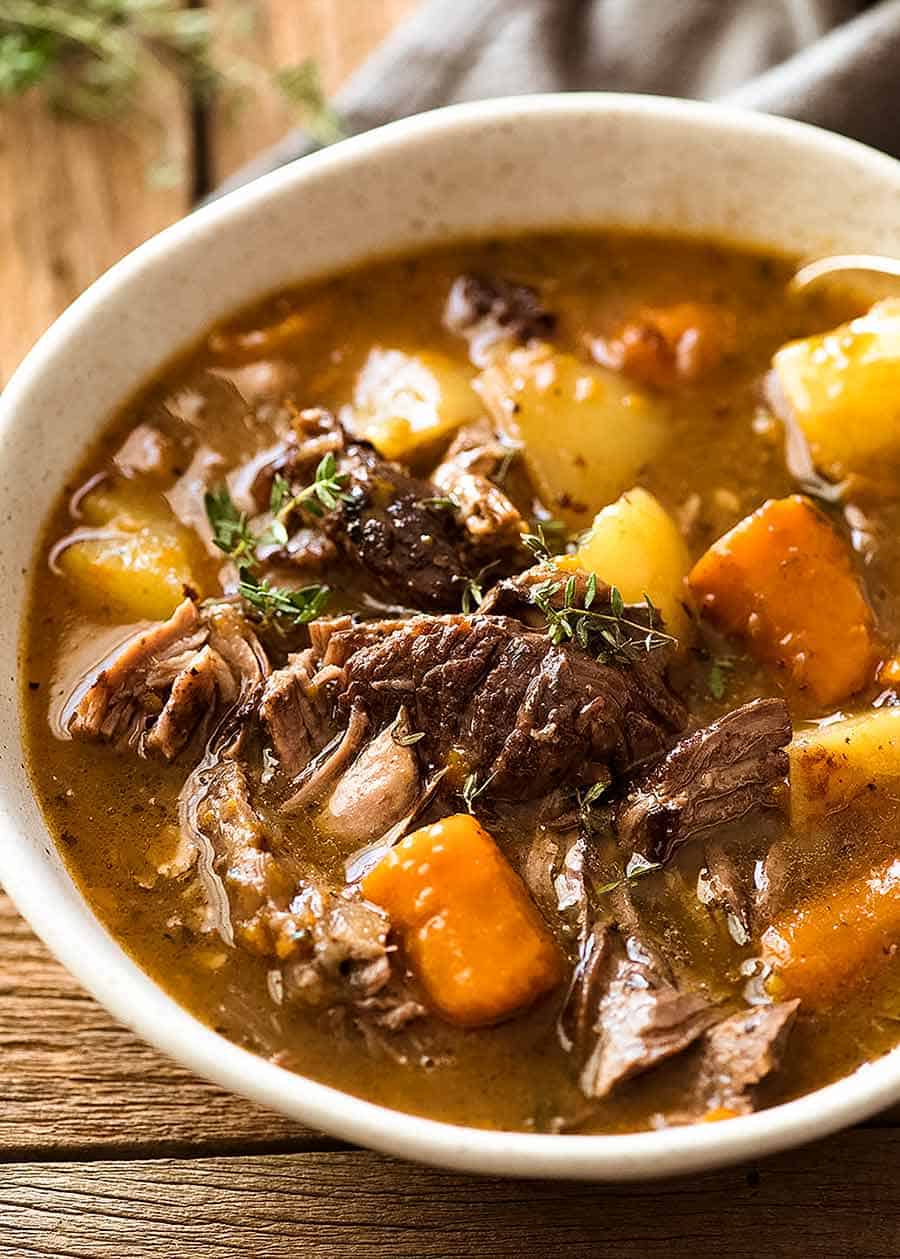 Close up of Beef Pot Roast in a bowl, ready to be eaten