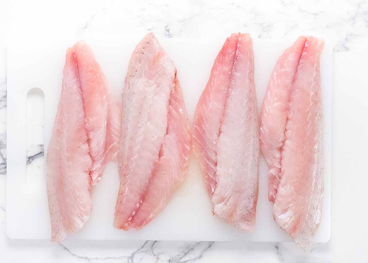 Raw snapper fillets