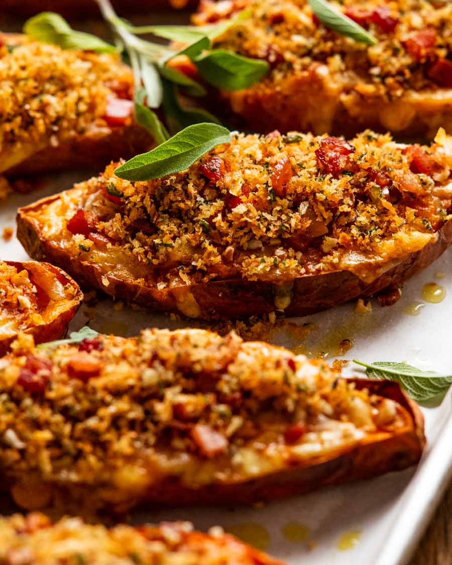 Freshly baked Holiday stuffed sweet potatoes