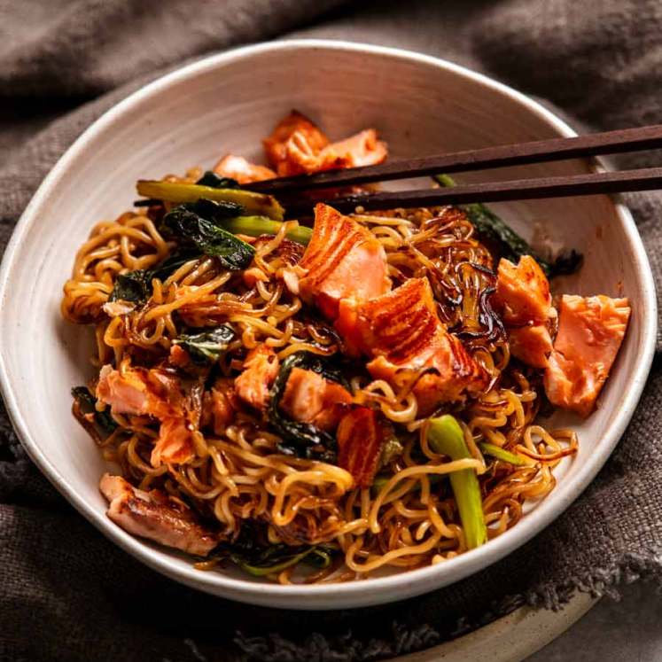 Bowl of Teriyaki Salmon Noodles