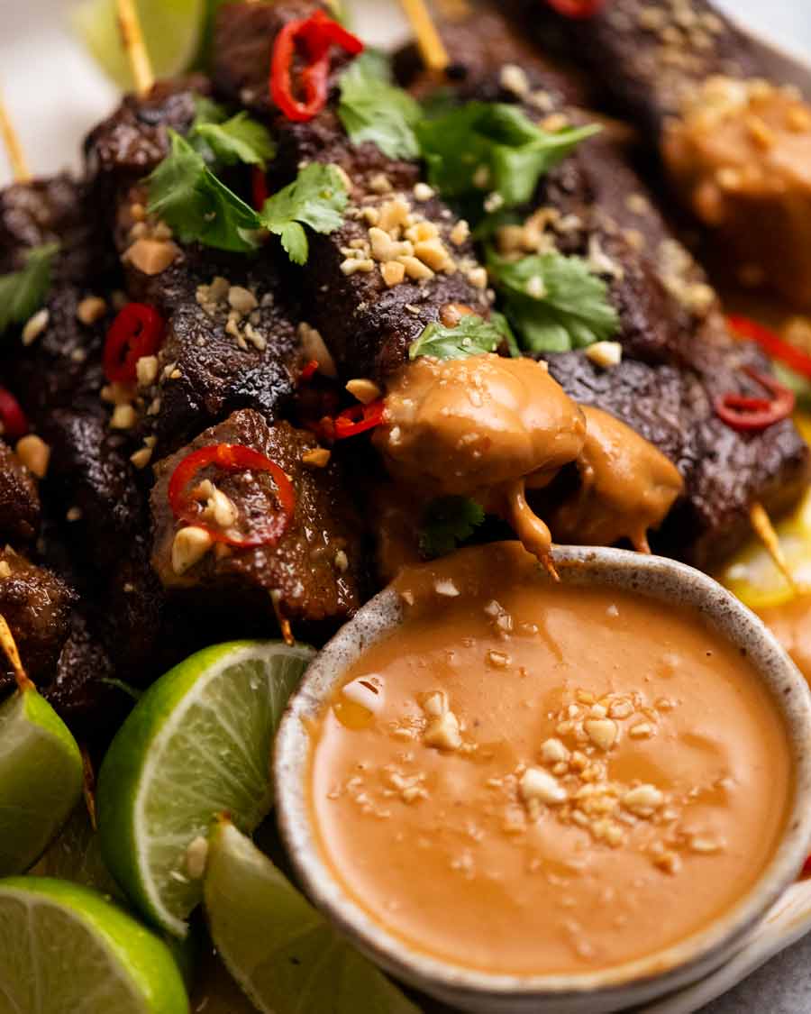 Thai Beef Satay Skewers with Peanut Sauce