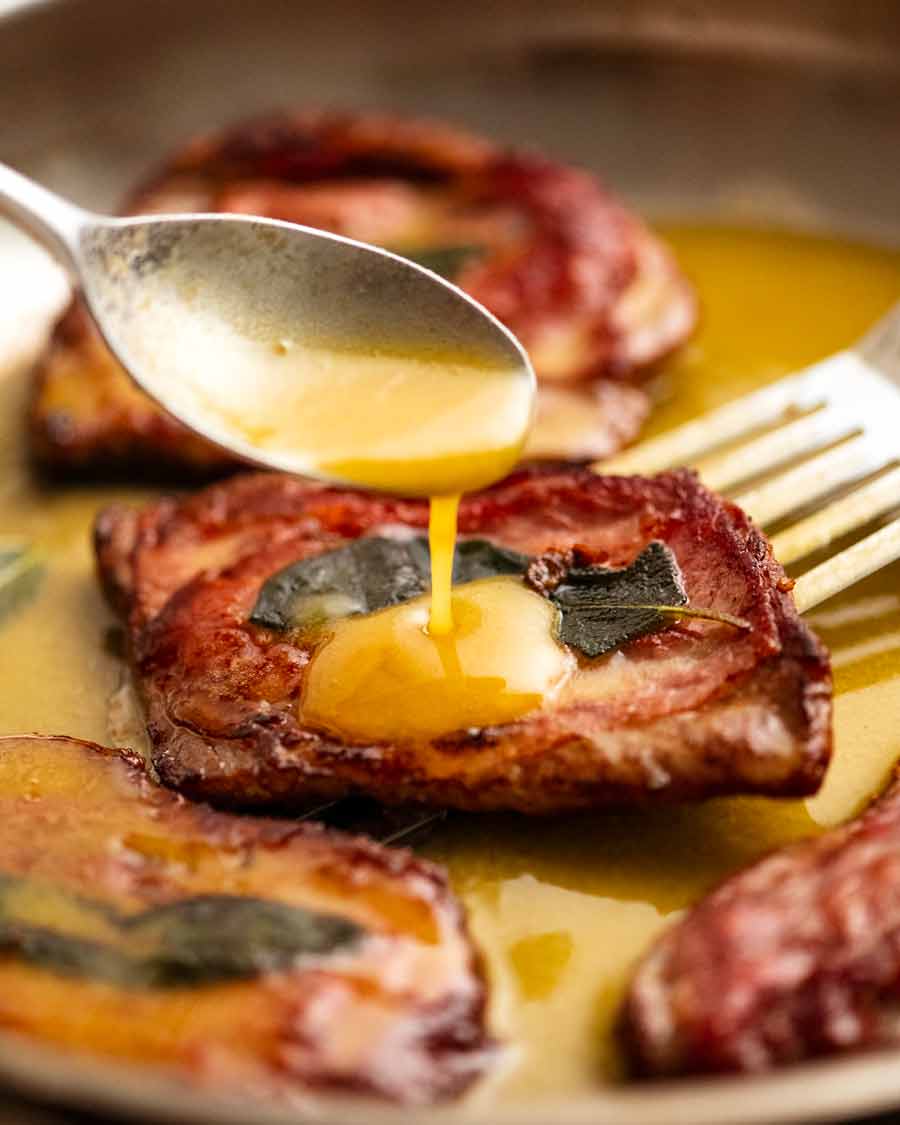 Saltimbocca sauce - a buttery white wine pan sauce