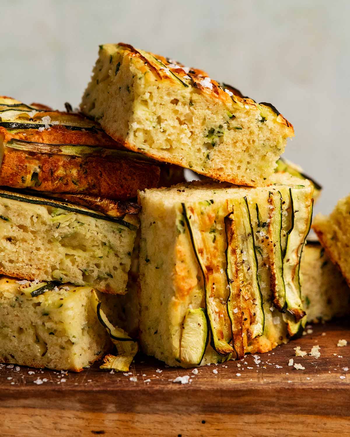 Stack of Zucchini cheese muffin-slab